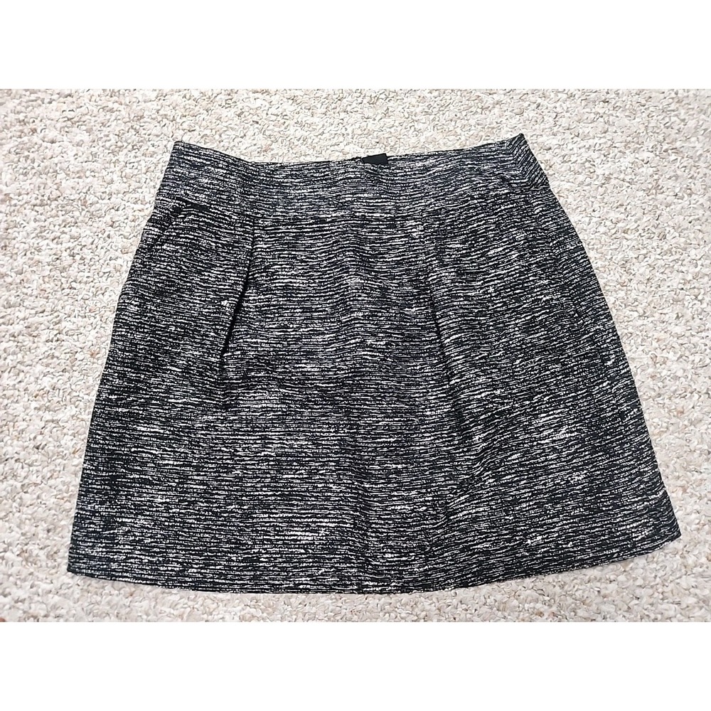 LOFT Size 6 Black Metallic Tweed Mini Skirt Womens Back Zip Lined Pockets NWT